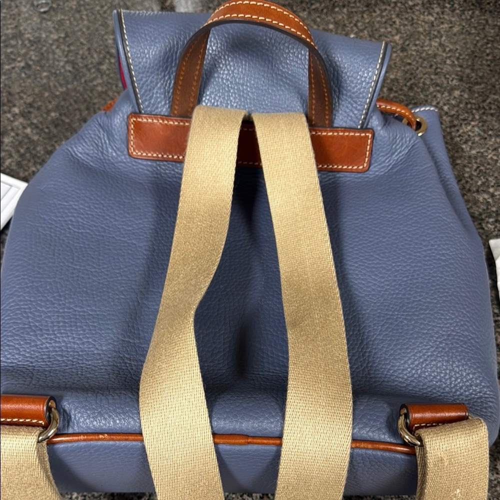 Dooney & Bourke Blue and Brown Leather Backpack - Picture 11 of 13